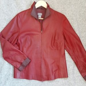 Red Leather Jacket thin buttery Soft sports jacket evening